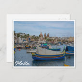 Traditionelle bunte Fischerboote in Malta Postkarte (Vorne/Hinten)