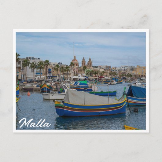 Traditionelle bunte Fischerboote in Malta Postkarte (Vorderseite)