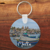 Traditionelle bunte Fischerboote in Malta Schlüsselanhänger (Rückseite)