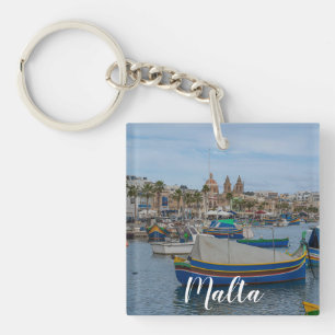 Traditionelle bunte Fischerboote in Malta Schlüsselanhänger