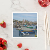 Traditionelle bunte Fischerboote in Malta Serviette (Beispiel)
