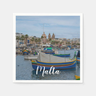 Traditionelle bunte Fischerboote in Malta Serviette