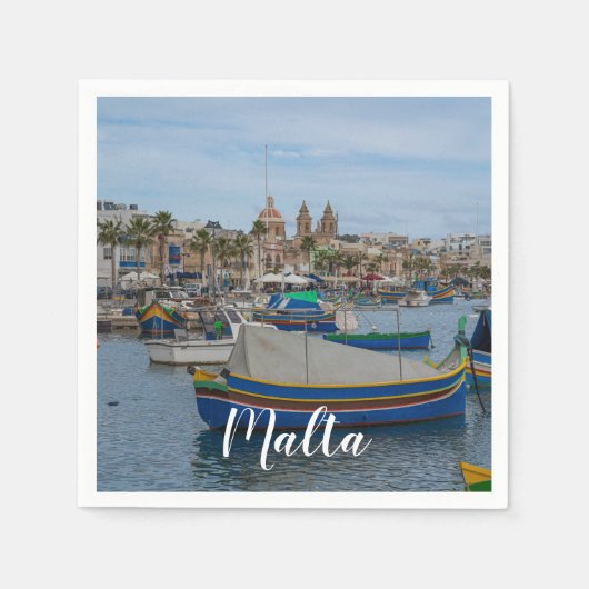 Traditionelle bunte Fischerboote in Malta Serviette (Vorderseite)