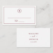 Traditionelle Burgund Elegante Hochzeit Platzkarte (Vorne/Hinten)