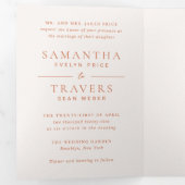 Traditionelle Burnt Orange Elegante Hochzeit Dreifach Gefaltete Einladung (Innen Erste Seite)