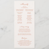 Traditionelle Burnt Orange Elegante Hochzeit Programm (Rückseite)