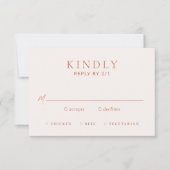 Traditionelle Burnt Orange Elegante Hochzeit RSVP Karte (Vorderseite)