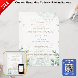 Traditionelle BYZANTINE Crossgrün Hochzeit Einladung