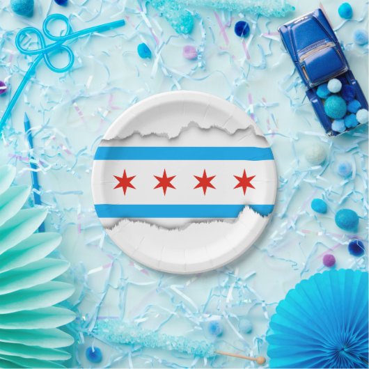 Traditionelle Chicago-Flagge Pappteller (Party)