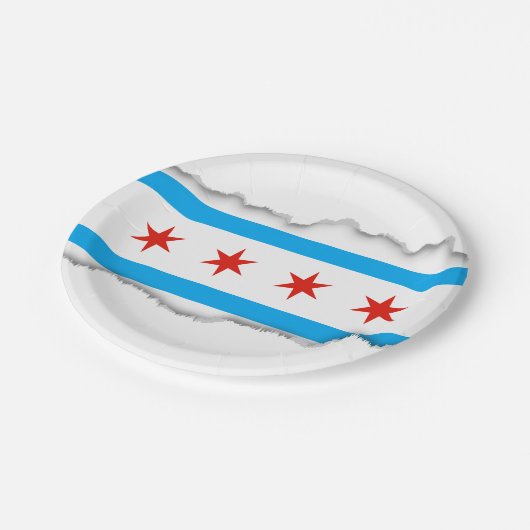 Traditionelle Chicago-Flagge Pappteller (Schrägansicht)