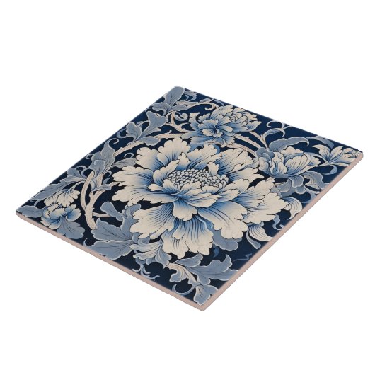 Traditionelle China Blue Ink Chrysanthemum Fliese (Seite)