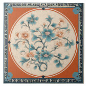 Traditionelle China Orange Tinte Blume Art 5 Fliese (Vorderseite)