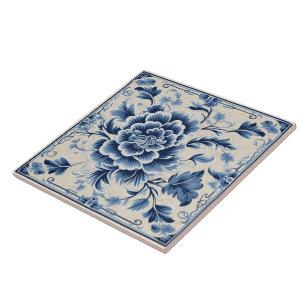 Traditionelle chinesische blaue Tintenblumenkunst Fliese
