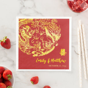 Traditionelle chinesische Dragon Phoenix Logo Hoch Serviette