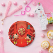 Traditionelle chinesische Feuerwehrmänner - Tigerj Pappteller (Party)