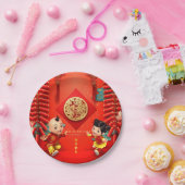 Traditionelle chinesische Feuerwehrmänner - Tigerj Pappteller (Party)