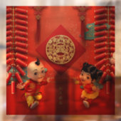 Traditionelle chinesische Feuerwehrmänner Tigerjah Fensteraufkleber (Blatt 2)