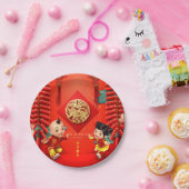 Traditionelle chinesische Feuerwehrmänner Tigerjah Pappteller (Party)