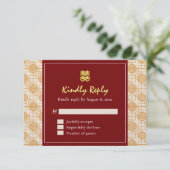 Traditionelle chinesische Hochzeit auspicious pera RSVP Karte (Stehend Vorderseite)