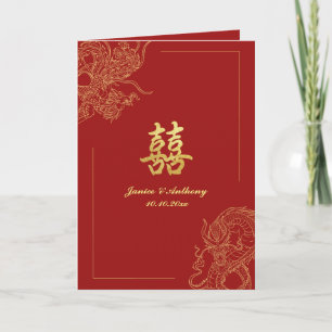Traditionelle chinesische Hochzeit mit Drache und Einladung