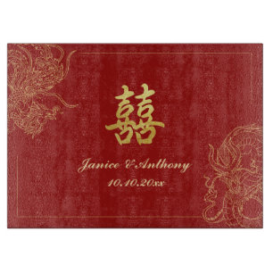 Traditionelle chinesische Hochzeit mit Drache und Schneidebrett