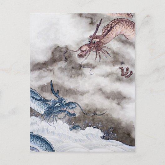 Traditionelle chinesische Malerei, Jahr des Drache Postkarte (Vorderseite)