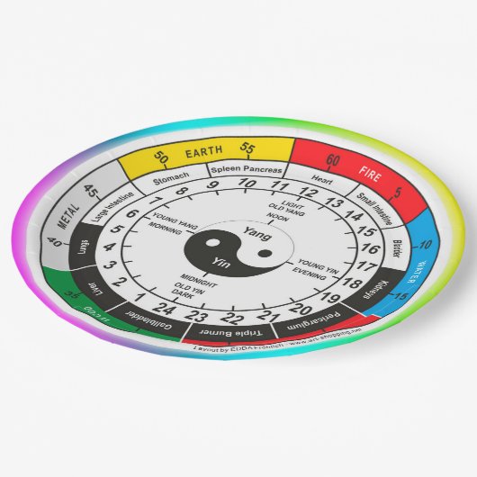 Traditionelle chinesische Medizin Body Clock Class Pappteller (Schrägansicht)