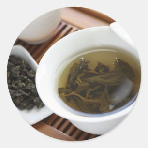 Traditionelle chinesische Teezeremonie: Oolong Tee Runder Aufkleber