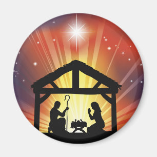 Traditionelle Christliche Weihnachtsszene Magnet