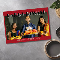 Traditionelle Crimsonsrote Diwali-Foto-Glückwünsch