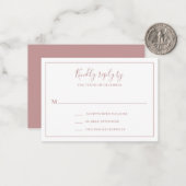 Traditionelle Dusty Rose Pink Mini Wedding RSVP Ka Mitteilungskarte (Vorderseite/Rückseite Beispiel)
