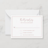 Traditionelle Dusty Rose Pink Mini Wedding RSVP Ka Mitteilungskarte (Vorderseite)