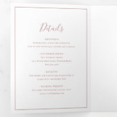 Traditionelle Dusty Rose Rosa Elegante Hochzeit Dreifach Gefaltete Einladung (Innen Erste Seite)