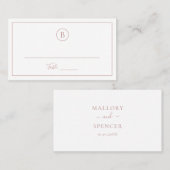 Traditionelle Dusty Rose Rosa Elegante Hochzeit Platzkarte (Vorne/Hinten)