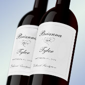 Traditionelle einfache, elegante weiße Hochzeit Weinetikett