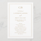 Traditionelle einfache Monogramm Elegant Gold Hoch Programm (Vorderseite)