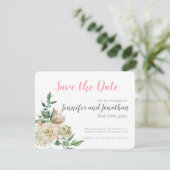 Traditionelle einfache Weißrosen Save the Date (Stehend Vorderseite)