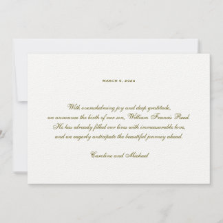 Traditionelle Elegant Gender Neutral Birth Ankündigung