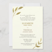 Traditionelle, elegante Elfenbein- und Goldhochzei Einladung (Vorderseite)
