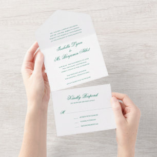 Traditionelle elegante grüne Hochzeit All In One Einladung