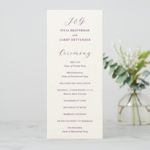Traditionelle elegante Hochzeit in Lila Programm