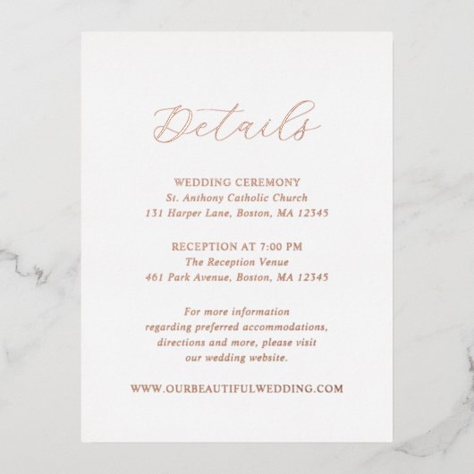 Traditionelle Elegante Hochzeitsfolie-Umschließung Folie Einladungspostkarte (Vorderseite)