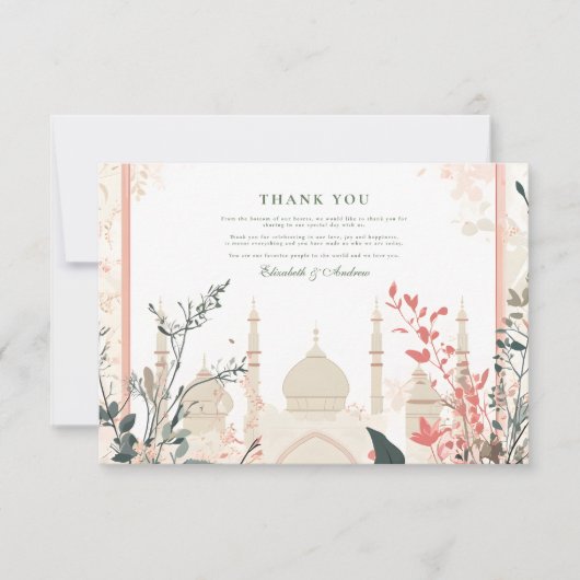 Traditionelle elegante islamische Hochzeit mit Flo Dankeskarte (Vorderseite)