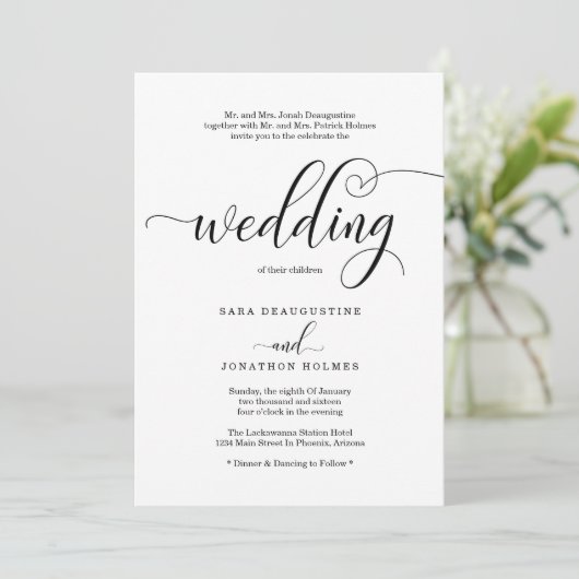 Traditionelle elegante Kalligrafie Einladung zur H (Stehend Vorderseite)