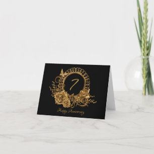 Traditionelle Elegante Kupferrosen 7. Hochzeitstag Karte