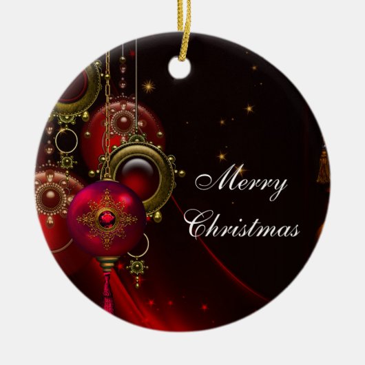 Traditionelle Elegante Weihnachtsbaum Keramikornament (Vorne)