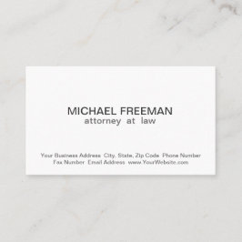 Traditionelle elegante weiße Anwaltskarte Visitenkarte