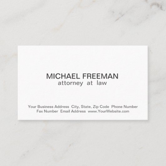 Traditionelle elegante weiße Anwaltskarte Visitenkarte (Vorderseite)
