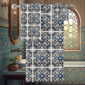 Traditionelle Eleganz | Blaue und weiße marokkanis Badhandtuch Set