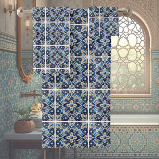 Traditionelle Eleganz | Blaue und weiße marokkanis Badhandtuch Set